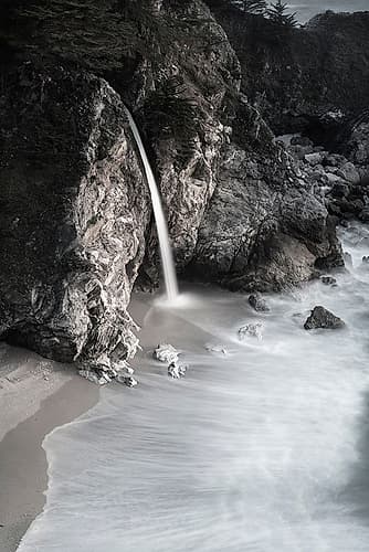 California-Julia Pfeiffer Burns State Park McWay Falls into small cove Coastal Print